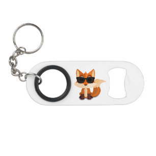 Cool Fox Wearing Sunglasses Fun Cartoon Animal Keychain Bottle Opener