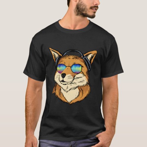 Cool Fox With Sunglasses And Headphones T_Shirt