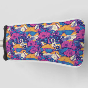 Cool Foxes with Sunglasses, Cameras, and Flowers Golf Head Cover