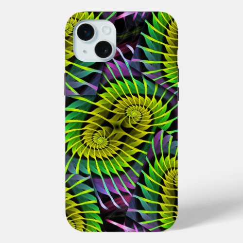 Cool Fractal Neon Spirals iPhone 15 Plus Case