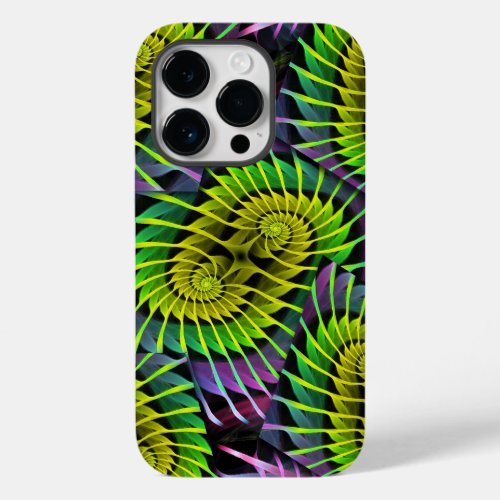 Cool Fractal Neon Spirals Case_Mate iPhone 14 Pro Case