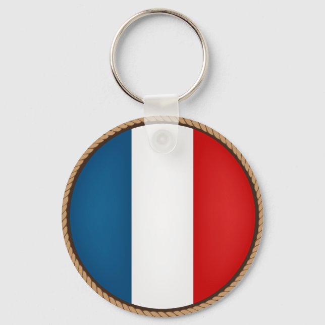 Cool France Flag Seal Keychain (Front)