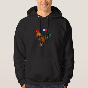 Cool France Flag with Colorful Rooster Illustratio Hoodie
