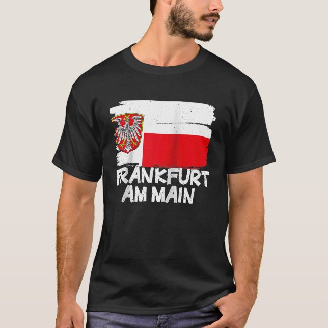 Cool Frankfurt am Main Flag Raglan Baseball T-Shirt (Front)