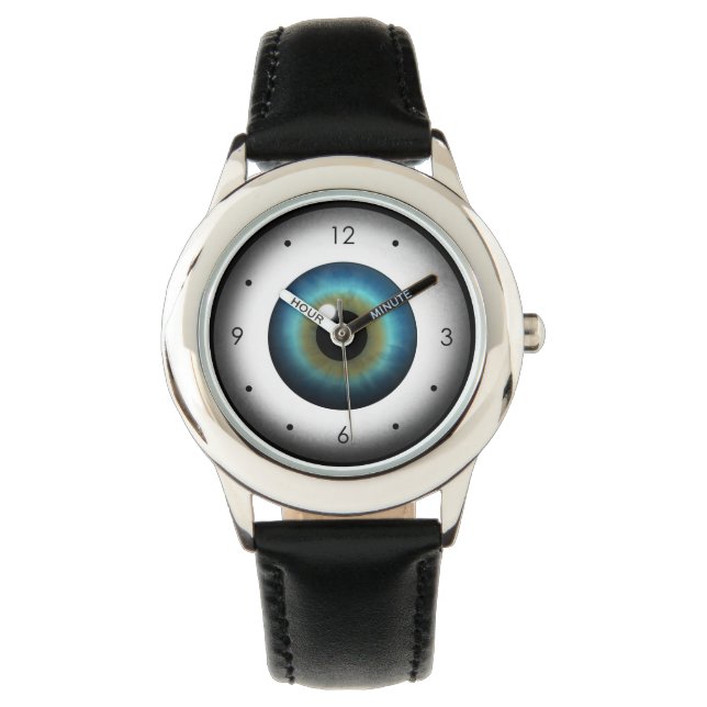 Cool Freaky Weird Blue Eye Eyeball Wrist Watch (Front)