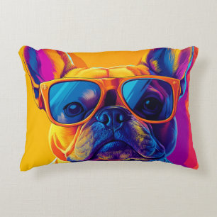 Cool French bulldog dog with sunglasses Accent Pillow