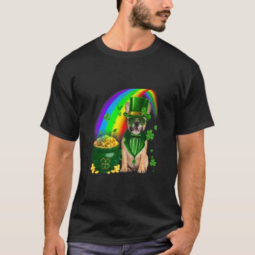 Cool French Bulldog Leprechauns Shamrock Clover Pa T_Shirt
