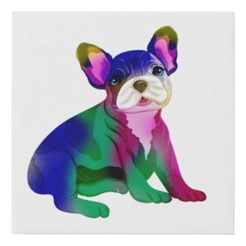 Cool French Bulldog Spray Painted Faux Canvas Print