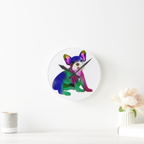 Cool French Bulldog Spray Painted  Round Clock