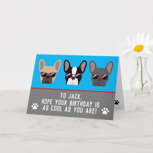 Cool French Bulldogs Birthday Card