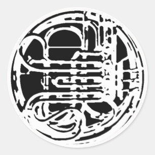 Cool French Horn Design Classic Round Sticker