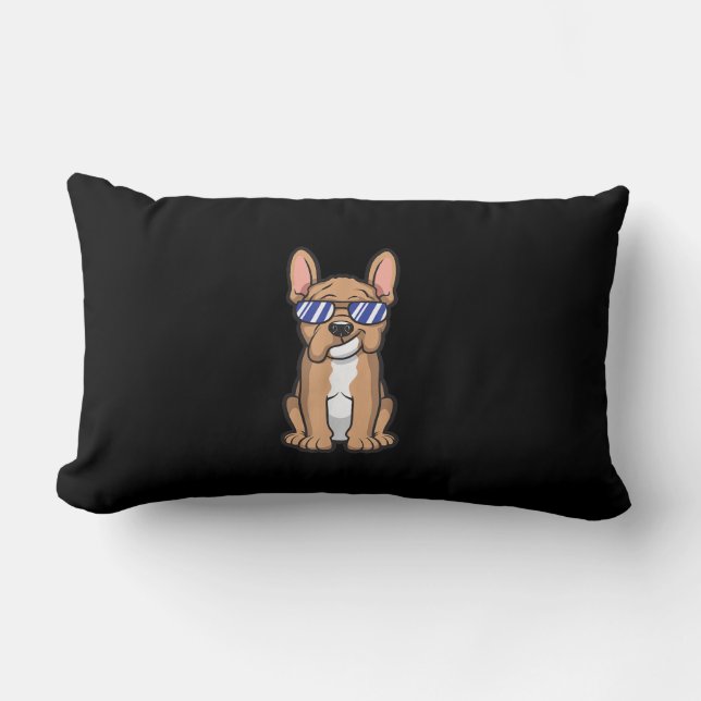 cool frenchie french bulldog sunglasses cute gift lumbar pillow (Front)