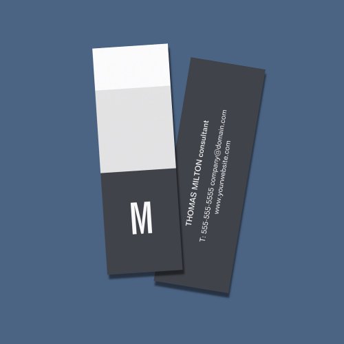 Cool Fresh Blue White Stripes Monogram Consultant Mini Business Card