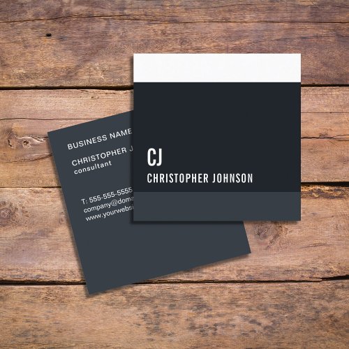 Cool Fresh Blue White Stripes Monogram Consultant Square Business Card