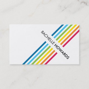 Cool Fresh Colorful Bold Rainbow Stripe Business Card by edgeplus at Zazzle