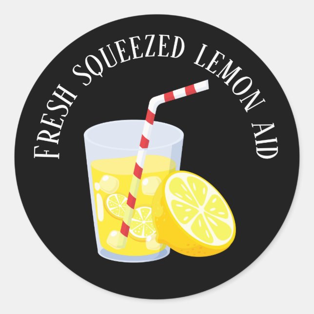 cool fresh squeezed lemon aid add text classic round sticker (Front)