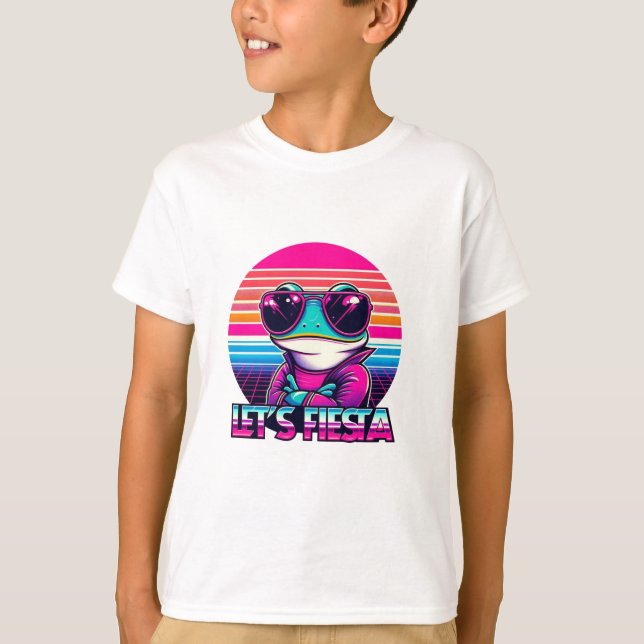 Cool Frog 80s Party Vibes T-Shirt (Front)