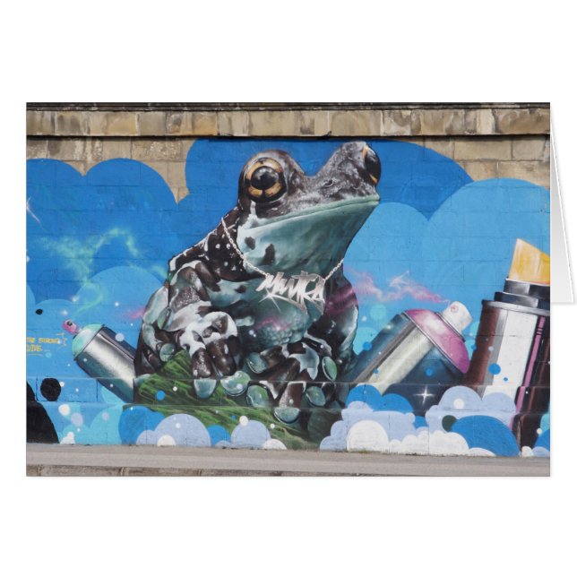 Cool Frog Between Spray Cans Graffiti Cards (Front Horizontal)