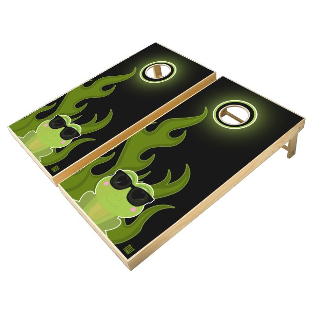 Cool Frog Cornhole Set (Angled)