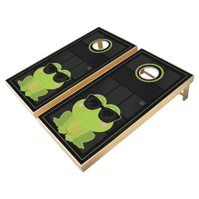 Cool Frog Cornhole Set (Angled)
