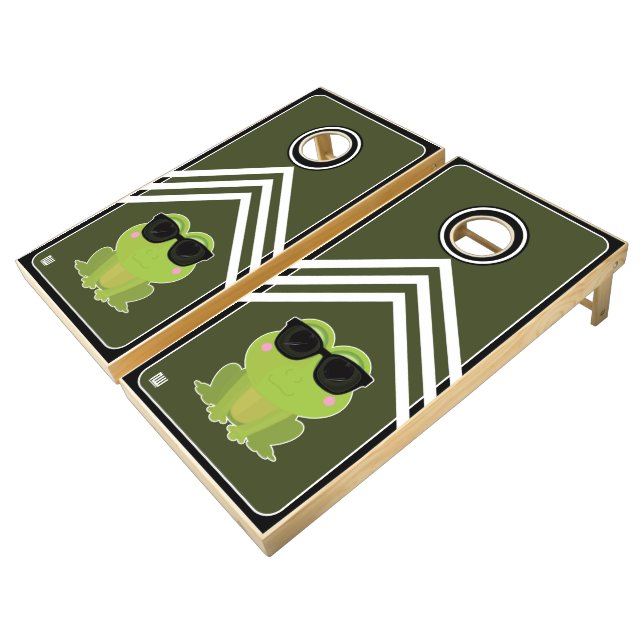Cool Frog Cornhole Set (Angled)