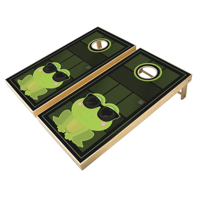 Cool Frog Cornhole Set (Angled)