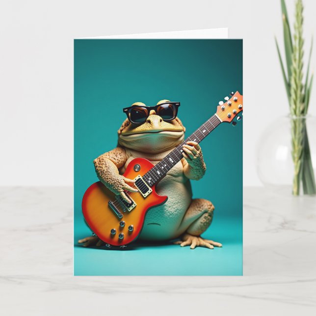 Cool Frog Guitar Birthday Card (Front)