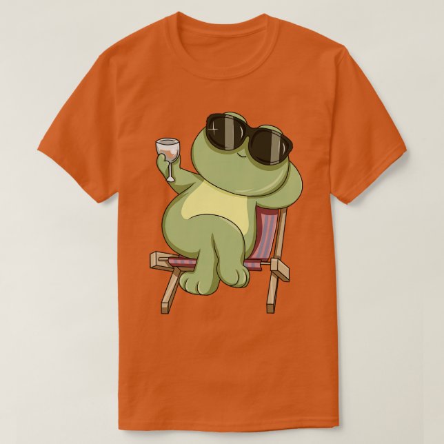 Cool frog is drinking a glass wine T-Shirt (Design Front)