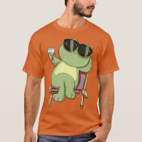 Cool frog is drinking a glass wine