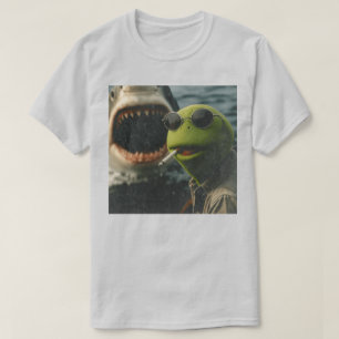 Cool Frog Shark Dark Humor Shirt, Retro Cinematic  T-Shirt