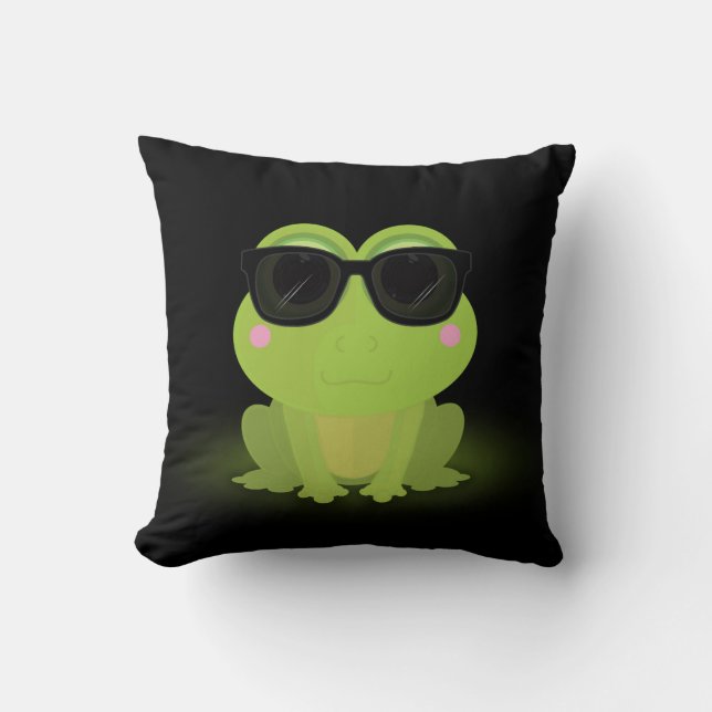 Cool Frog Throw Pillow (Front)