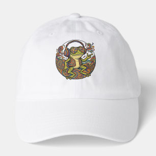 Cool Frog Wearing Headphones Aesthetic Retro Graph Hat