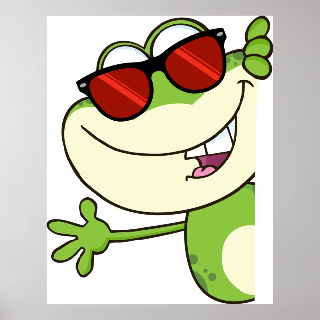 Cool Frog Wearing Red Sunglasses Poster (Front)