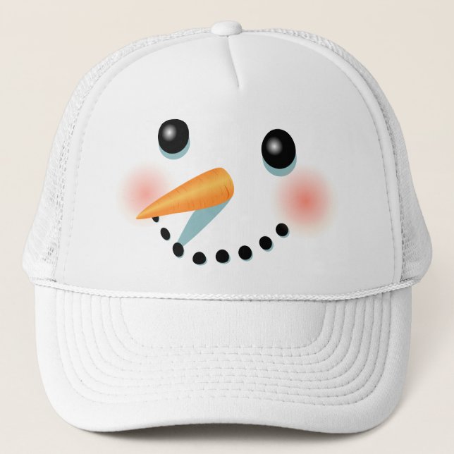 Cool Frosty Snowman Cartoon Trucker Hat (Front)