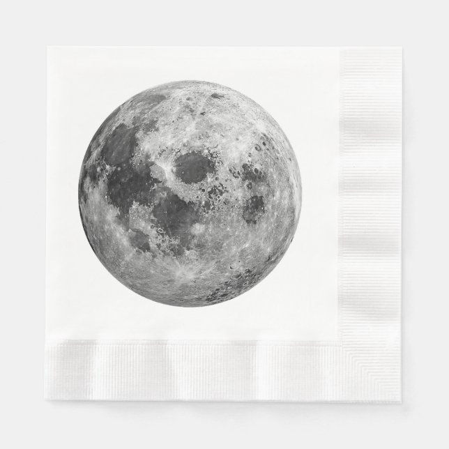 Cool Full Moon Graphic Space Astronomy Science Napkins (Front)