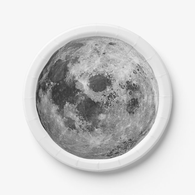 Cool Full Moon Graphic Space Astronomy Science Paper Plates (Front)