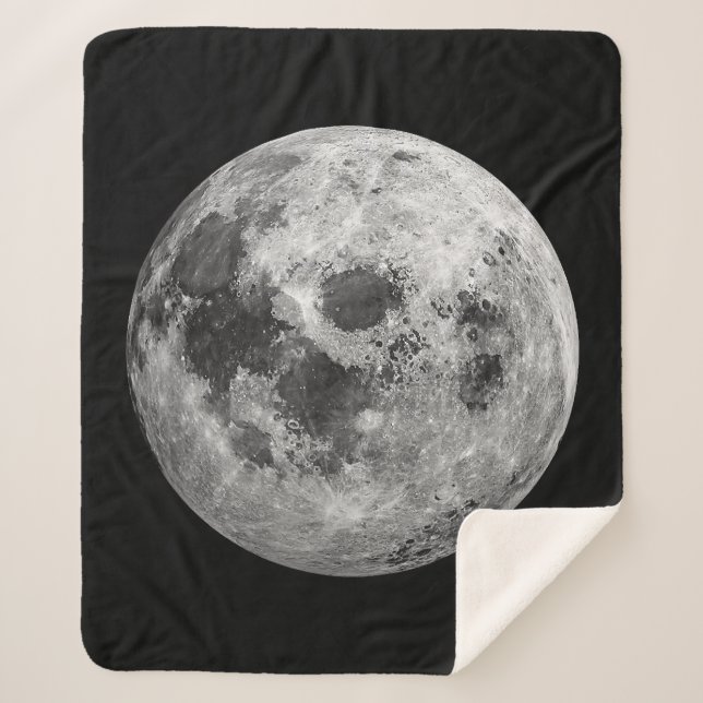 Cool Full Moon Graphic Space Astronomy Science Sherpa Blanket (Front)