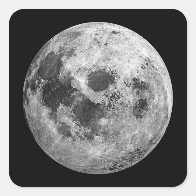 Cool Full Moon Graphic Space Astronomy Science Square Sticker (Front)