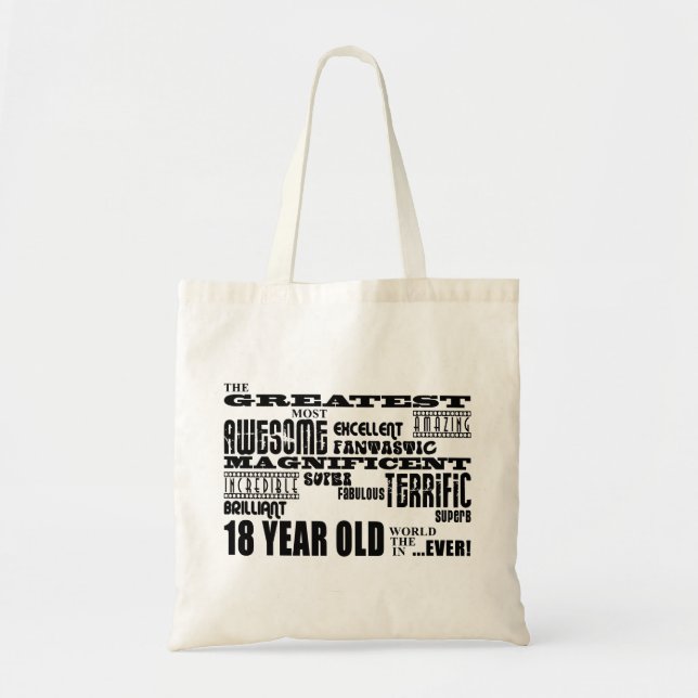 Cool Fun 18th Birthday Party Greatest 18 Year Old Tote Bag (Front)