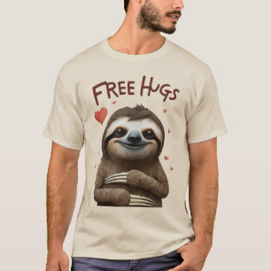 Cool Fun and Funny Free Hugs Cute Sloth T-Shirt
