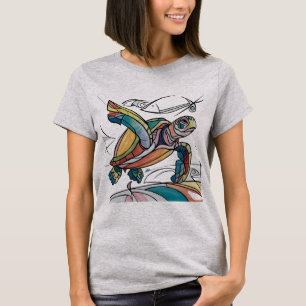 Cool Fun Artsy Sea Turtle Beach Abstract T-Shirt