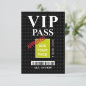 Cool fun black and white customizable VIP Pass… (Standing Front)