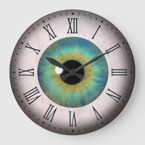Cool Fun Blue Eye Eyeball Roman Large Round Clock
