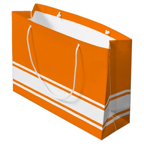 Cool Fun Bright Orange White Base Racing Stripes Large Gift Bag