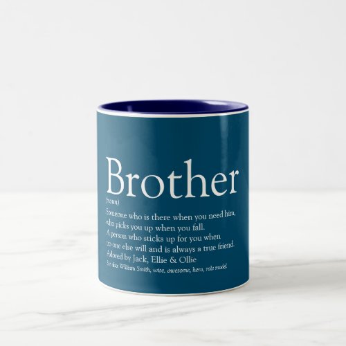 Cool Fun Brother Definition Saying Blue Two_Tone Coffee Mug