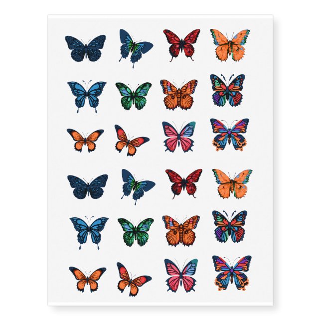 Cool Fun Chic Elegant Unique Butterflies Temporary Tattoos (Front)