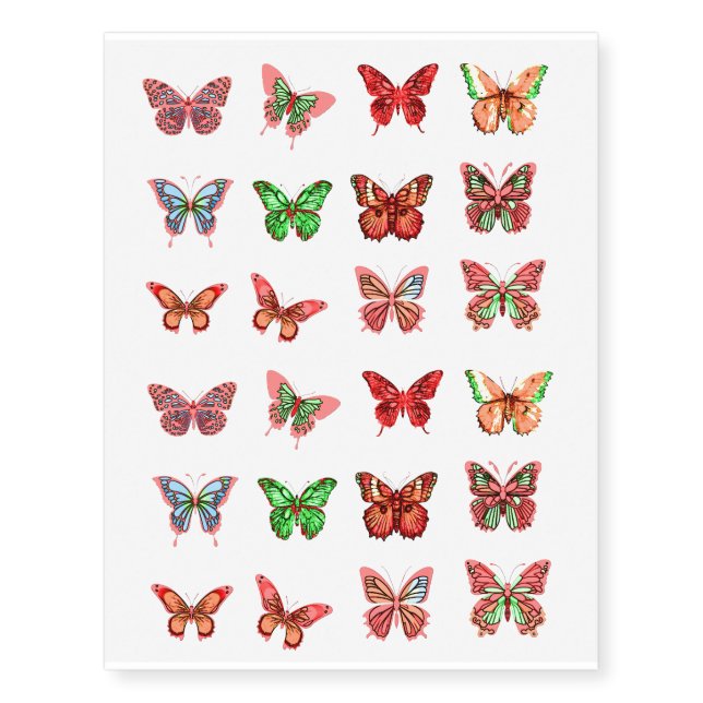 Cool Fun Chic Elegant Unique Butterflies Temporary Tattoos (Front)