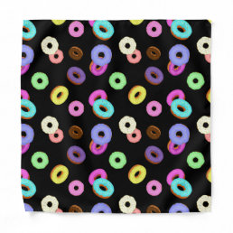 Cool fun colorful donuts pattern black bandana