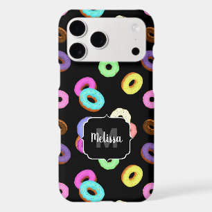 Cool fun colorful donuts pattern black Monogram iPhone 17 Pro Max Case