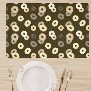 Cool fun colorful donuts pattern black placemat